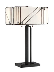 Tulani Table Lamp in Antique Black Tiffany Glass Shade, E27 A 60Wx2