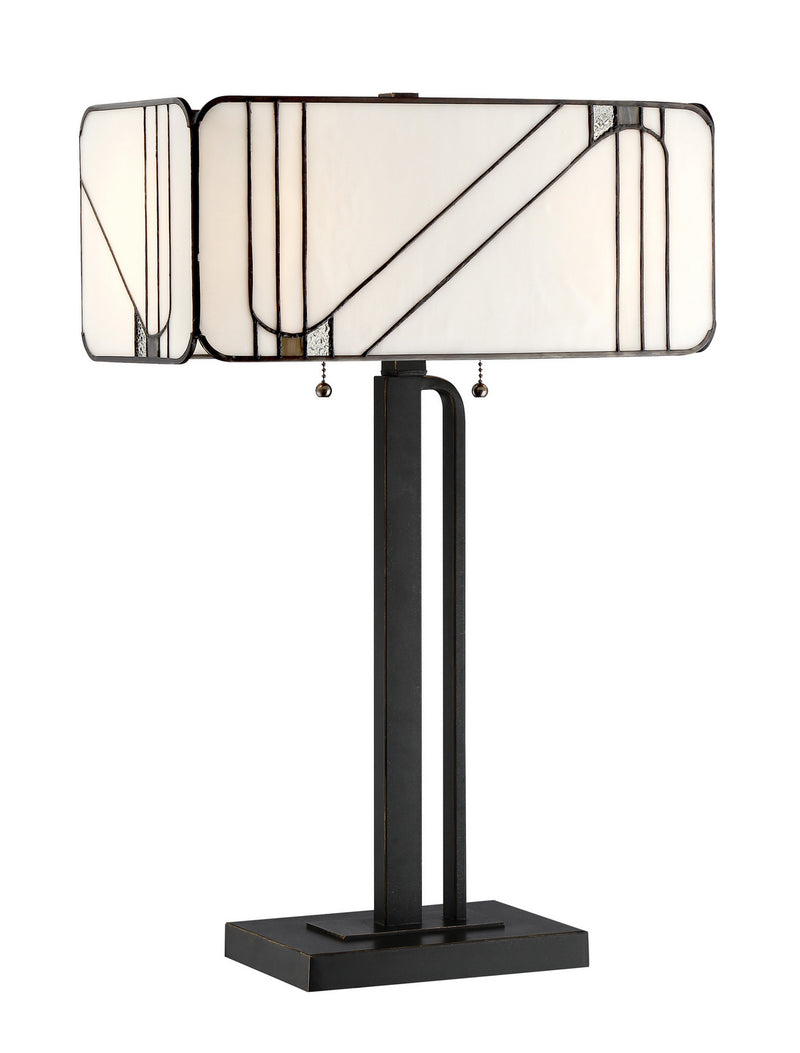 Tulani Table Lamp in Antique Black Tiffany Glass Shade, E27 A 60Wx2