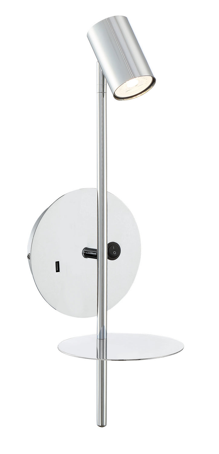 LED Wall Sconce in Chrome USB Portx1Pc, GU10 LED Bulb 7W