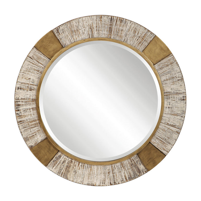 Uttermost's Reuben Gold Round Mirror Designed by Grace Feyock