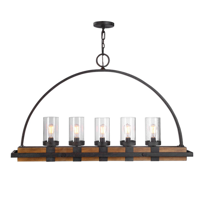 Uttermost's Atwood 5 Light Rustic Linear Chandelier Designed by Kalizma Home
