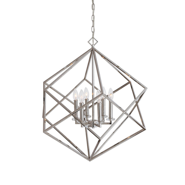 Uttermost's Euclid 6 Light Nickel Cube Pendant Designed by Kalizma Home