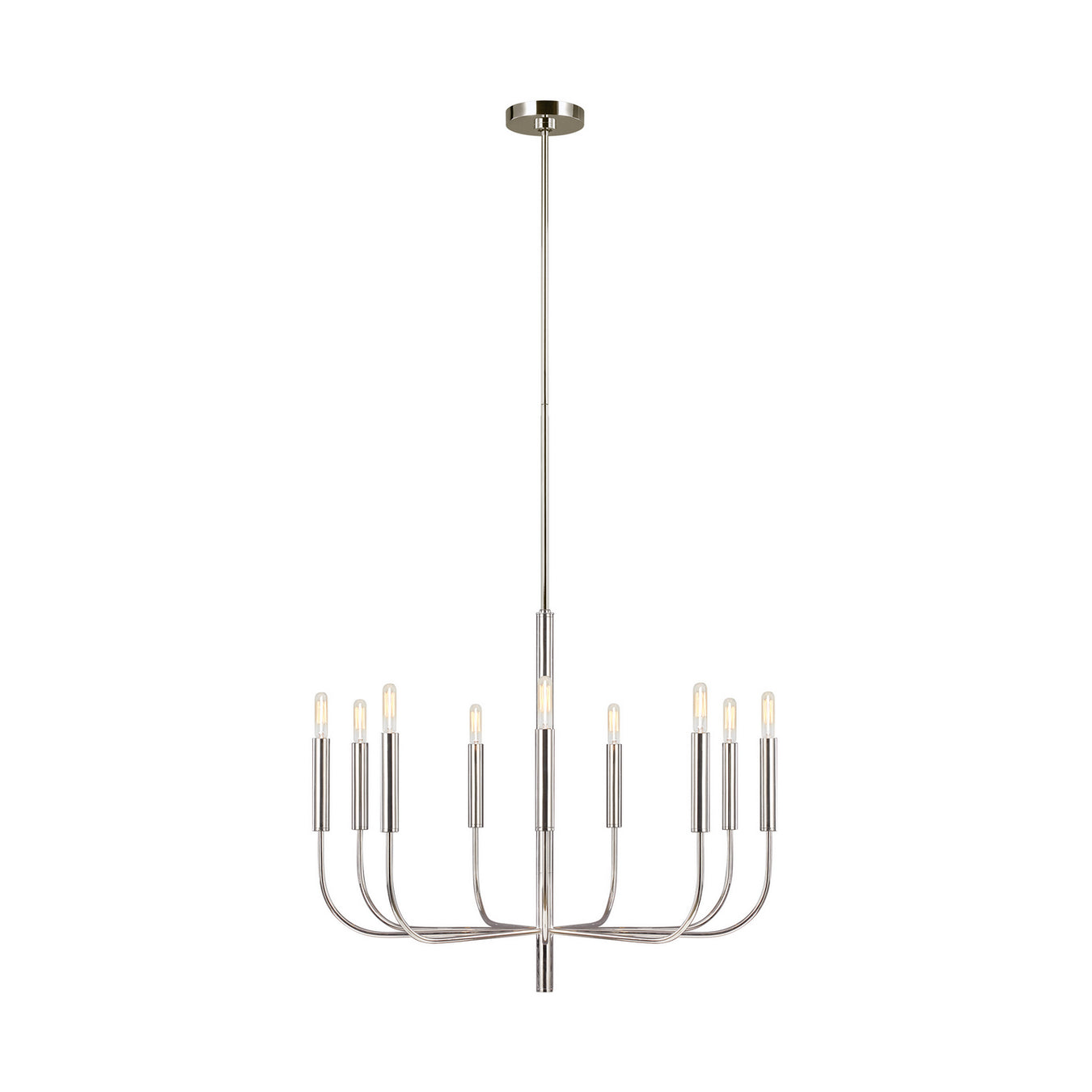Brianna 9-Light Single Tier Chandelier in Polished Nickel - Lamps Expo
