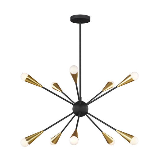 Jax 10-Light Single Tier Chandelier in Midnight Black/Burnished Brass - Lamps Expo