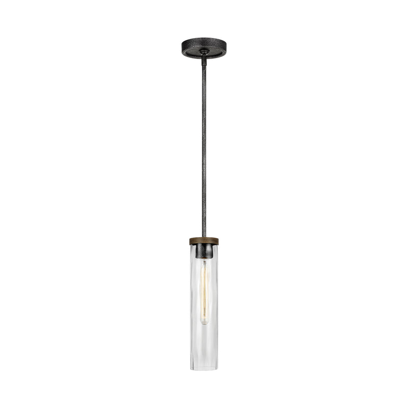 Angelo Pendant in Distressed Weathered Oak / Slate Grey Metal