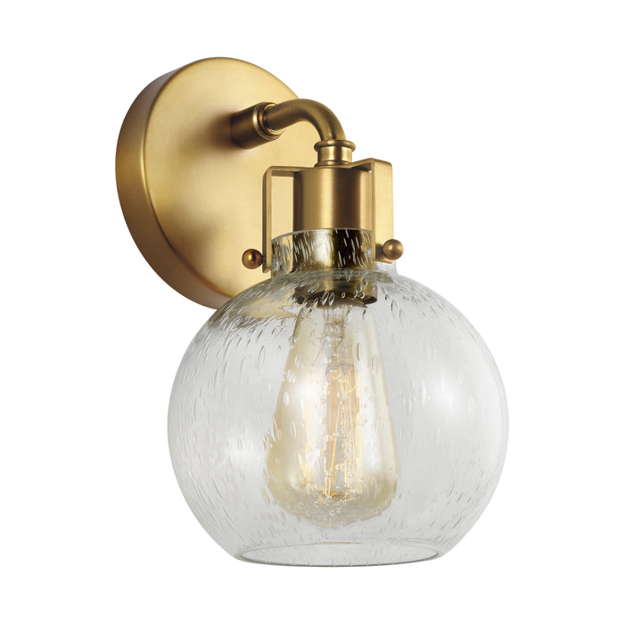 Clara Bath Sconce in Burnished Brass with Clear Seeded�Glass