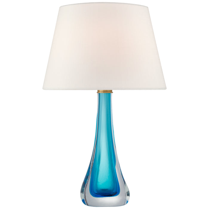 Christa One Light Table Lamp in Cerulean Blue Glass
