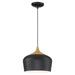 Blend 1 Light Cord Pendant in Black with Wood Grain Finish