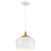 Blend 1 Light Cord Pendant in White with Wood Grain Finish