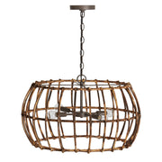 Sanibel Four Light Pendant in Blazed Rattan and Nordic Grey