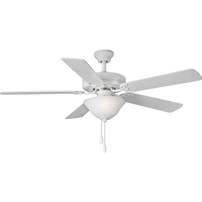 5-Blade 52" Ceiling Fan with White Etched Light Kit in White