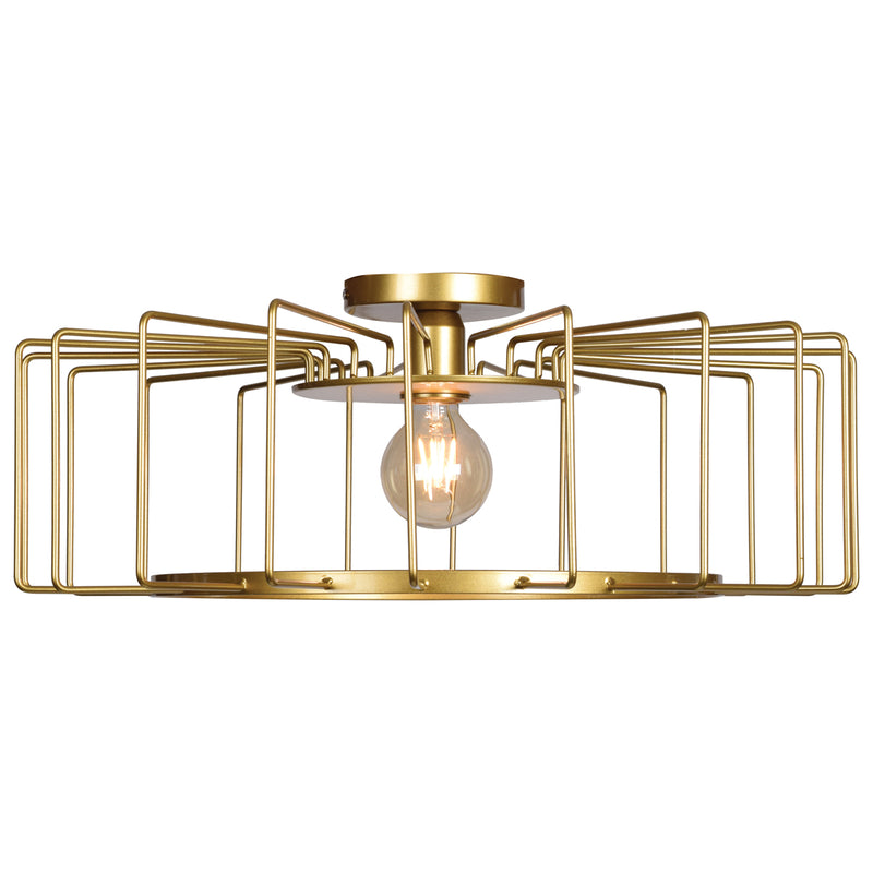 Wired 1-Light Horizontal Cage Flush Mount - Lamps Expo