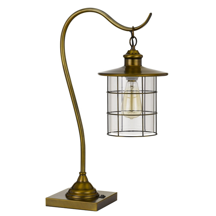 Silverton Desk Lamp with Glass Shade (Edison Bulb Included) in Rubbed Antiqued Brass - Lamps Expo