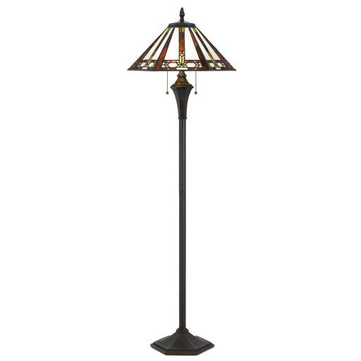 2-Light Floor Lamp in Tiffany with Multi Color Glass - Lamps Expo