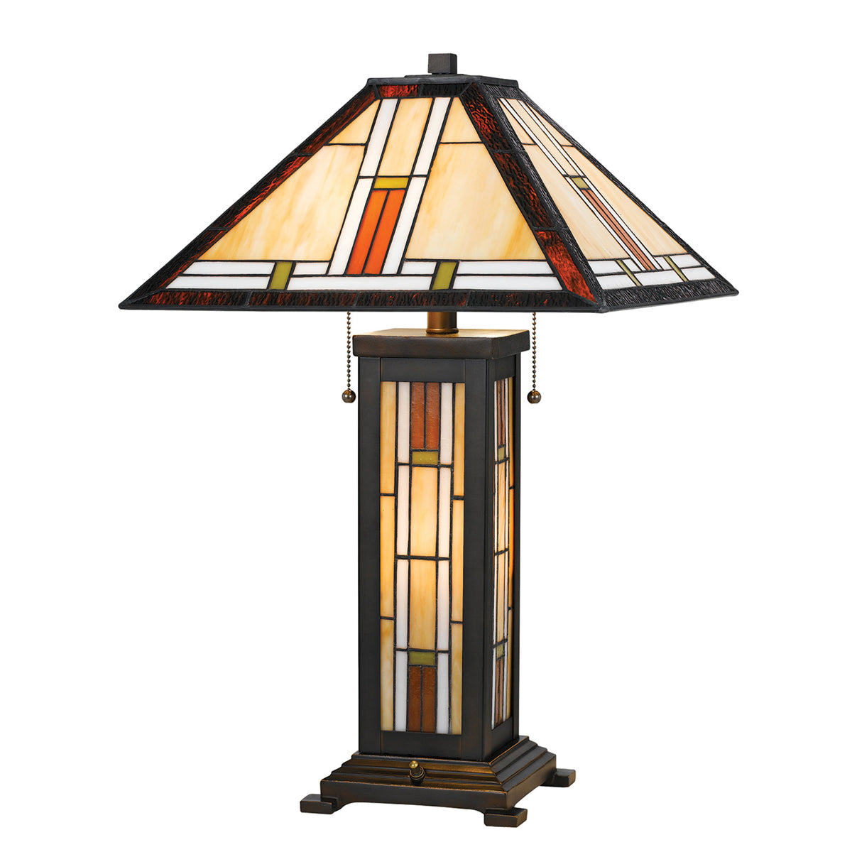 3-Light Table Lamp in Tiffany with Multi Color Glass - Lamps Expo
