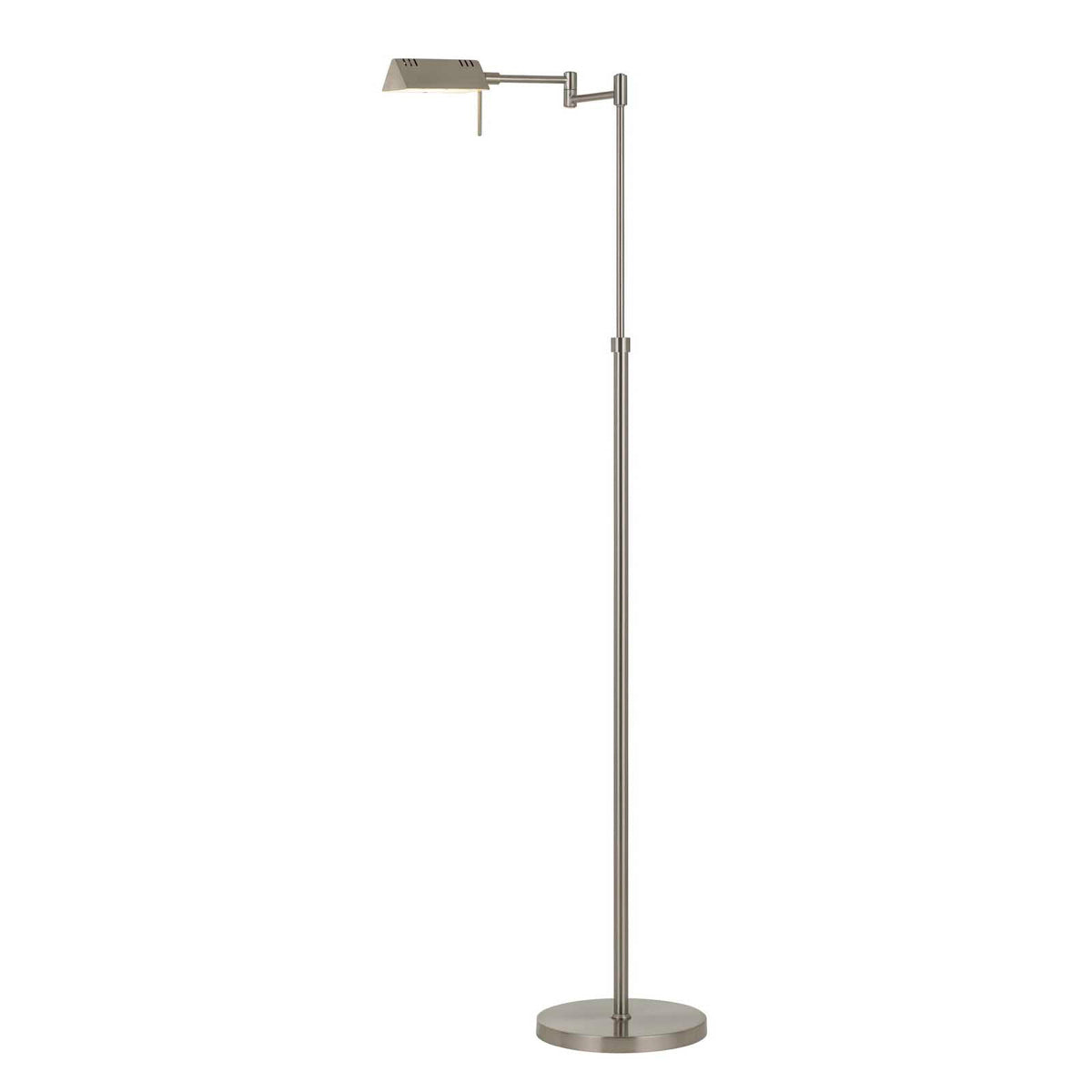Clemson LED Swing Arm Floor Lamp in Brushed Steel - Lamps Expo
