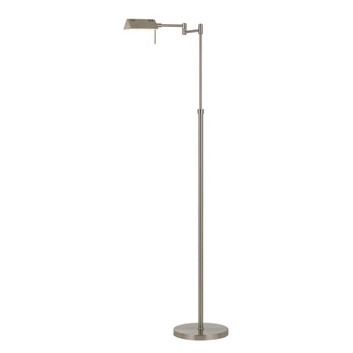 Clemson LED Swing Arm Floor Lamp in Brushed Steel - Lamps Expo