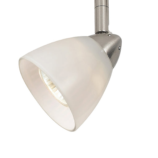 4 87" Tall Serpentine Track Head with Shade in Brushed Steel with White Glass - Lamps Expo