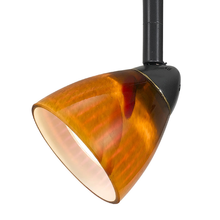 4 87" Tall Serpentine Track Head with Shade in Dark Bronze with Amber Spot Glass - Lamps Expo