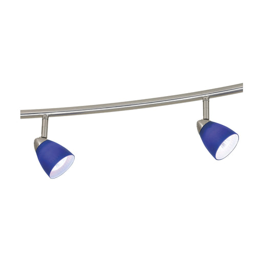 5-Light Pendant in Brushed Steel with Blue Glass - Lamps Expo