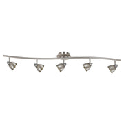 5-Light Pendant in Brushed Steel with Cone Brushed Steel Glass - Lamps Expo