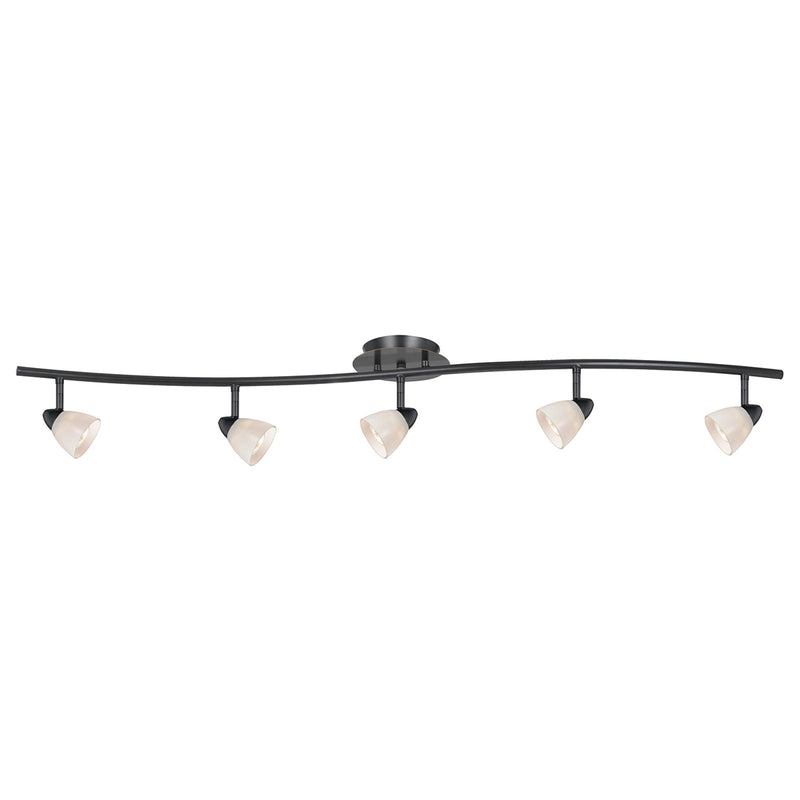 5-Light Pendant in Dark Bronze with White Glass - Lamps Expo