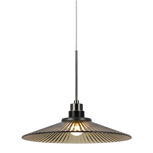 1-Light Pendant in Brushed Steel/Oil Rubbed Bronze with Amber Glass - Lamps Expo