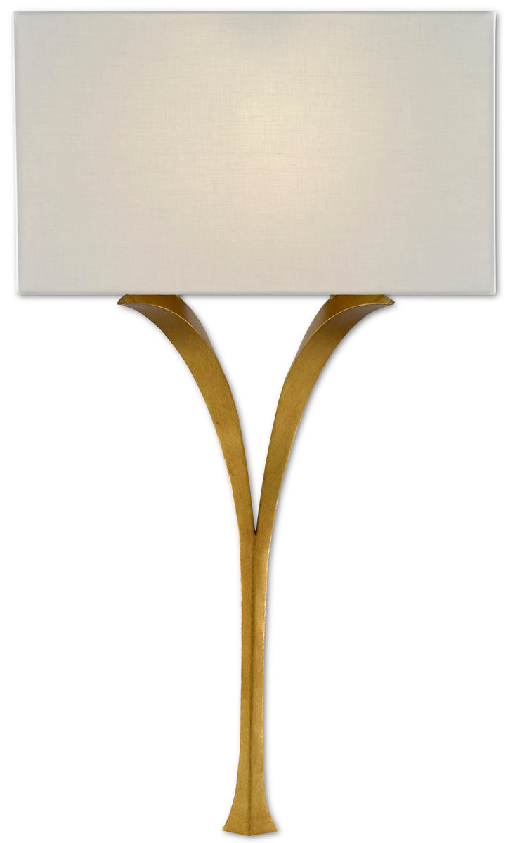 Choisy 1-Light Wall Sconce in Antique Gold Leaf with White Linen Shade - Lamps Expo