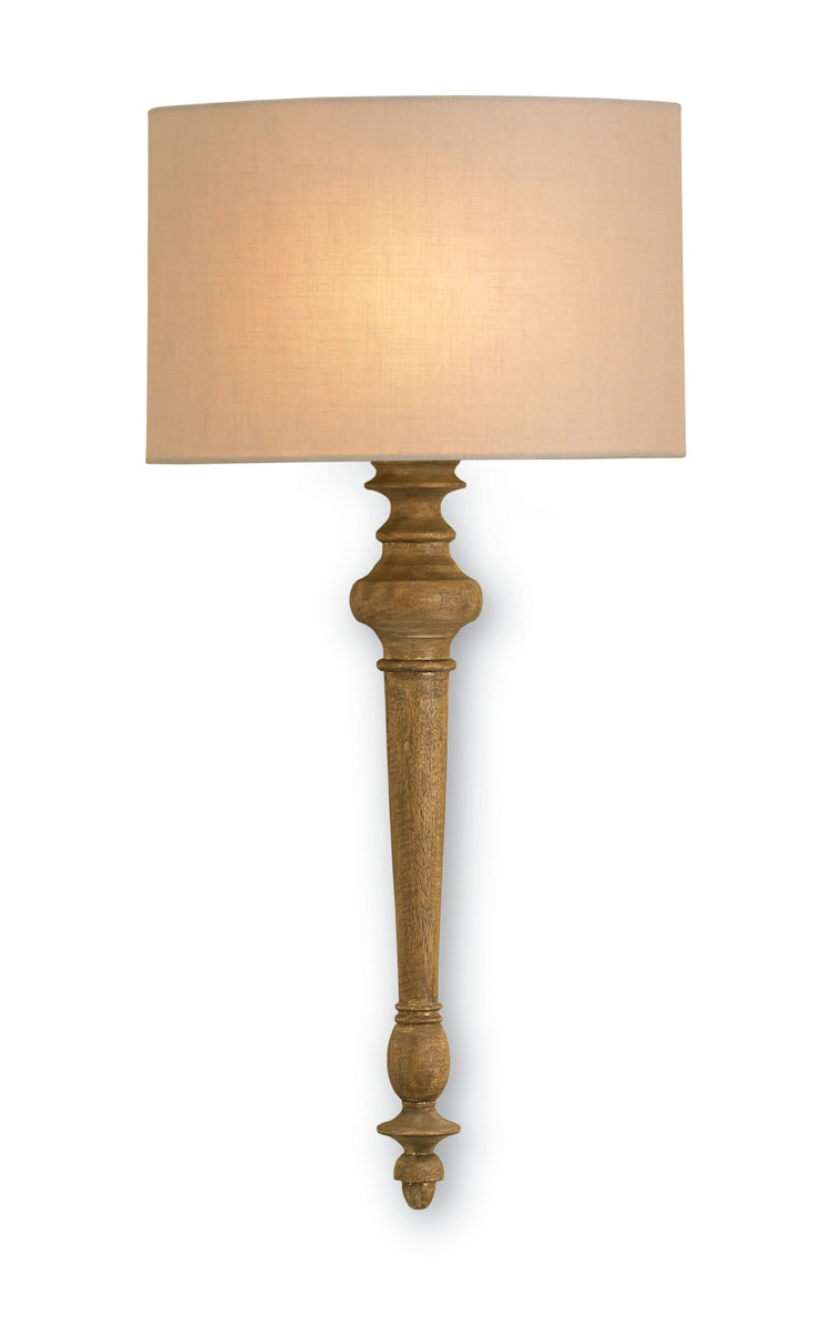 Jargon 1-Light Wall Sconce in Antiquity Gold with-Light Beige Linen Shade - Lamps Expo