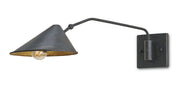 Serpa 1-Light Wall Sconce in French Black & Gold Leaf - Lamps Expo