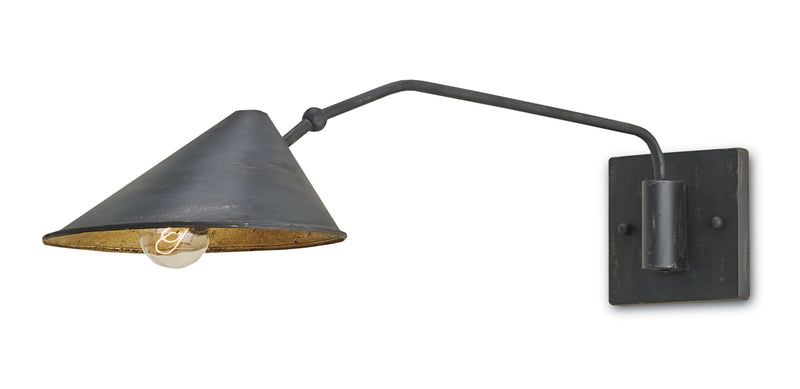 Serpa 1-Light Wall Sconce in French Black & Gold Leaf - Lamps Expo