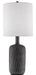 Rivers 1-Light Table Lamp in Steel Gray & Matte Black with Coarse White Linen Shade - Lamps Expo