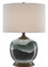 Boreal 1-Light Table Lamp in White & Green & Antique Brass with White Linen Shade - Lamps Expo
