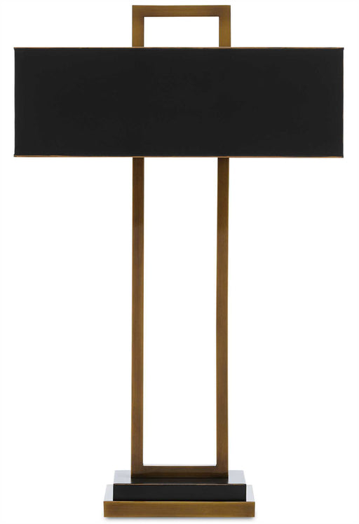 Otto 2-Light Table Lamp in Antique Brass & Oil Rubbed Bronze with Metal Shade Shade - Lamps Expo