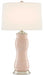 Ondine 1-Light Table Lamp in Blush & Silver Leaf with Off-White Shantung Shade - Lamps Expo
