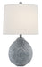 Hadi 1-Light Table Lamp in Gray Stone Wash with Vanilla Linen Shade - Lamps Expo