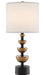 Chastain Table Lamp in Antique Brass & Black with Off-White Shantung Shade - Lamps Expo