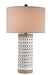 Terrace 1-Light Table Lamp in Antique White Crackle & Satin Black with Alabaster Linen Shade - Lamps Expo