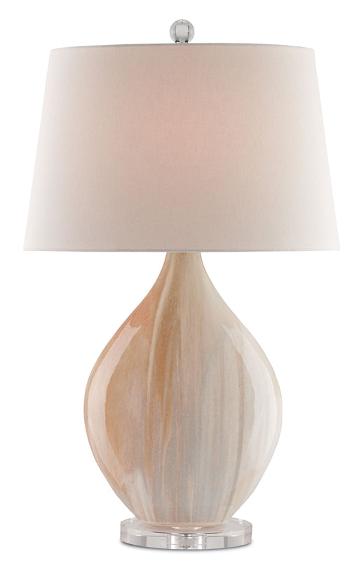 Opal 1-Light Table Lamp in Amber with Vanilla Linen Shade - Lamps Expo