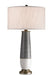 Urbino 1-Light Table Lamp in Pyrite Bronze & Gray & White Crackle with Natural Linen Shade - Lamps Expo
