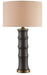 Roark 1-Light Table Lamp in Matte Black & Antique Brass with Gold Shantung Shade - Lamps Expo
