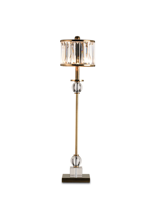 Parfait 1-Light Table Lamp in Clear & Antique Brass with Crystal Prism Shade - Lamps Expo