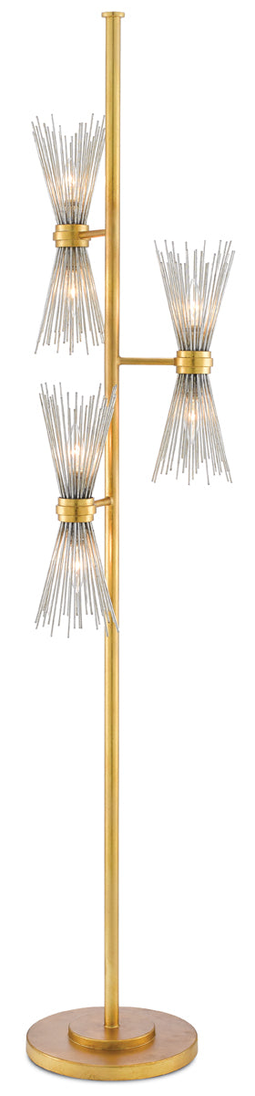 Novatude 6-Light Floor Lamp in Antique Gold Leaf & Contemporary Silver Leaf - Lamps Expo