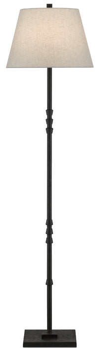 Lohn 1-Light Floor Lamp in Mole Black with Beige Poplin Shade - Lamps Expo