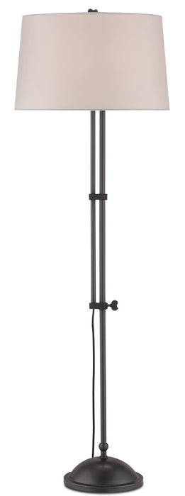 Kilby 1-Light Floor Lamp in Oil Rubbed Bronze with Off-White Shantung Shade - Lamps Expo