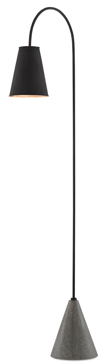 Lotz Floor Lamp in Black Iron & Silver Leaf & Polished Concrete with Black Iron Shade - Lamps Expo