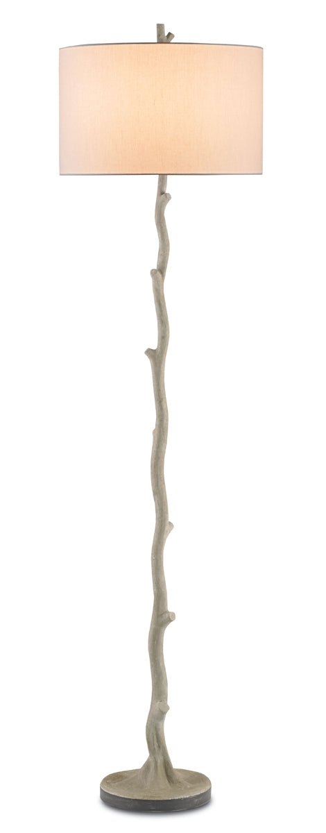 Beaujon 1-Light Floor Lamp in Polished & Aged Steel with Off-White Linen Shade - Lamps Expo