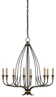 Folgate 8-Light Chandelier in French Black & Gold Leaf - Lamps Expo