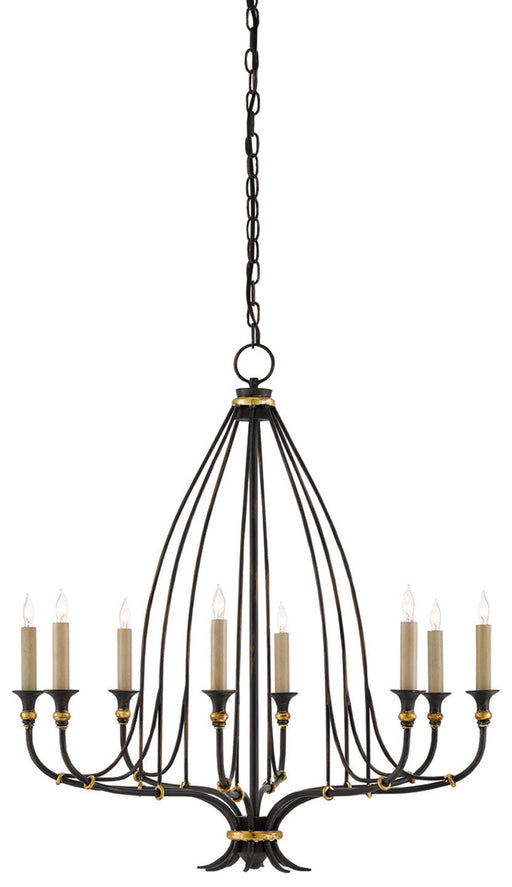 Folgate 8-Light Chandelier in French Black & Gold Leaf - Lamps Expo