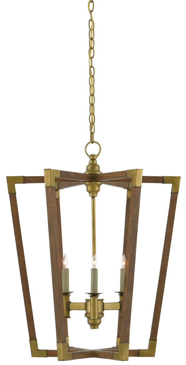 Bastian 3-Light Chandelier in Chestnut & Brass - Lamps Expo